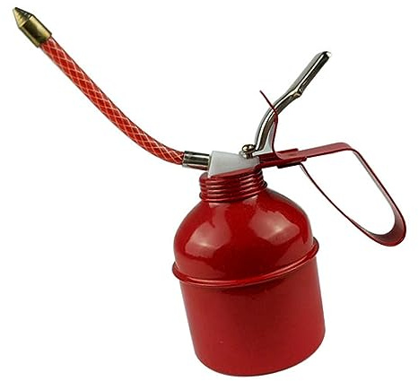 Jwthee Ölkanister mit rotem Hebel, Ölkannenpumpe, Ölkanister, Flexibler Schlauch, Ölkannenpumpe, Handpumpe, Ölkanister, Pumpenöler mit Metall und langem flexiblem uf (400 ml)