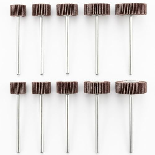 JUNLIXN 10 Pcs 90mm Extra Long Flap Wheels Sander, Extended 1/4'' Shank Abrasive Flap Wheel for Drill, Grinder, Rotary Tools (20/25/30/40/50mm)