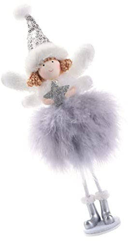 DONFAMDS Weihnachtsengel Deko Figur Mit Blauen Federn Stehende Engel Puppe Aus Chemischem Faserstoff Stabile Weihnachtsdekoration Für Tisch Regal Fenster Und Festtage