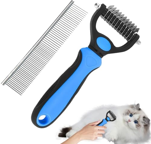 Peine De Removedor De Nudos De Perros-Desengador De Acero De Doble Cabeza, Rastrillo De Piel De Dientes | Cepillo De Aseo Ergonómico, Herramienta De Abrigo Anti-mate, Peine Efectivo Para Nudos D