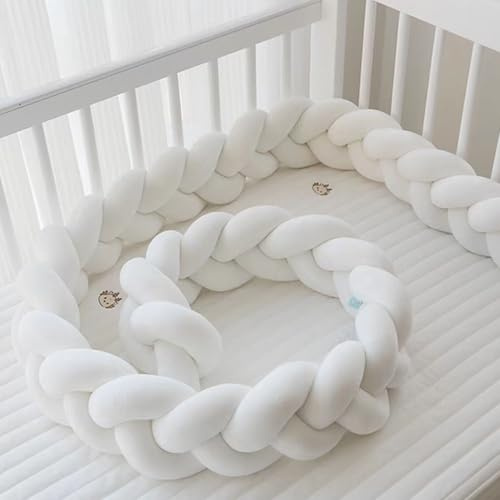 Aocase Cojín Protección contra Caídas, Protección Cama Trenza, Almohadas Trenzado Anudado, Cojines Serpiente de Peluche, Alfombra Anticolisión Trenza Cuna Bebe,N02,250cm