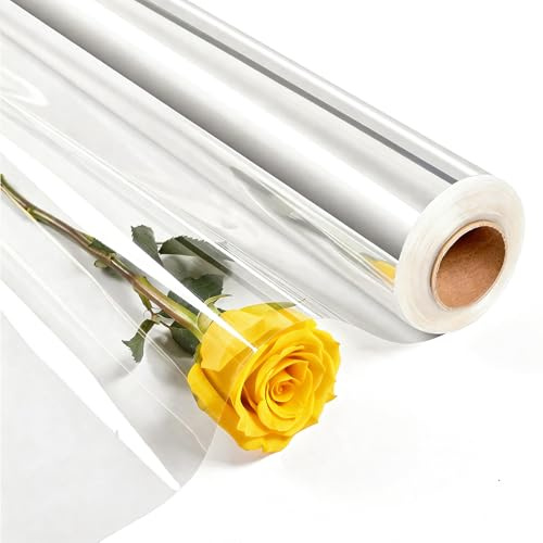 86 CM x 30 M, 3 Mil Cellophane per Imballaggio, Carta Regalo Rotolo, Sacchetti Trasparenti per Confezioni, Ideale per Bouquet di Fiori, Cesti Regalo, Decorazioni per Feste e Progetti DIY (1, 86cm)