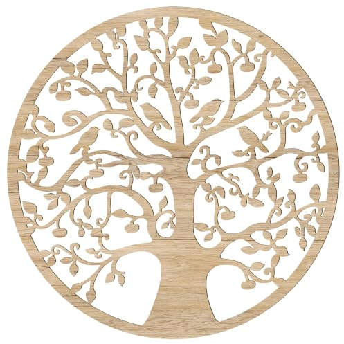 Lebensbaum aus Holz – Wandbild Ø 49 cm – Eichen-Optik | In 8 Holz-Optiken erhältlich, Buche-Eiche-Ebenholz-Bambus, Baum des Lebens, Hergestellt in Österreich