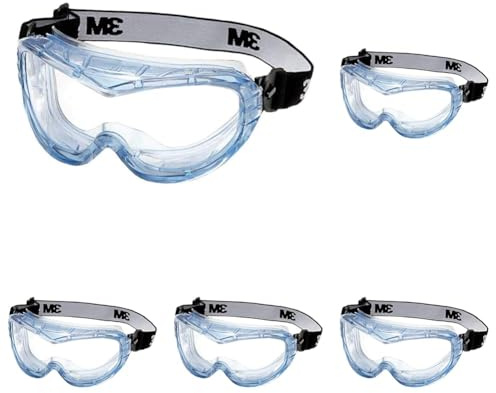 3M Fahrenheit Vollsicht-Schutzbrille (5 Stück), indirektes Belüftungssystem, Bietet Platz zum Tragen einer Korrektionsbrille, Antikratz-Beschichtung, klare Polycarbonatscheibe