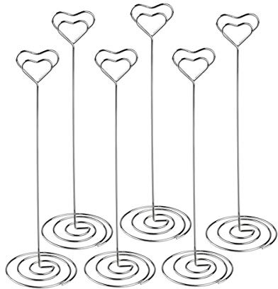 UEETEK 12Pcs Herz Form Memo Clip Foto Clip Namenskarten Halter mit großem Strudel Standplatz für Hochzeits Geburtstags Party Dekor / Büro Klipp Gebrauch