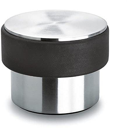 Blomus -STOP- Robuster Türstopper aus mattem Edelstahl, 2kg, mit Kratzschutz und Schutzrand aus Gummi, ideal für Zuhause und Büro, stilvolles Design (H / B / T: 7 x 9 x 9 cm, Edelstahl, 68306)