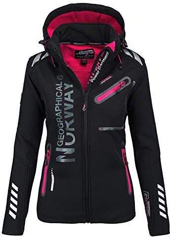 Geographical Norway Damen Softshell Funktions Outdoor Regen Jacke Sport (XL, Schwarz)