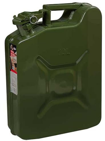 Tanica in Ferro Antiscoppio per Carburante 10L - Omologata, Resistente e Sicura per Benzina e Diesel