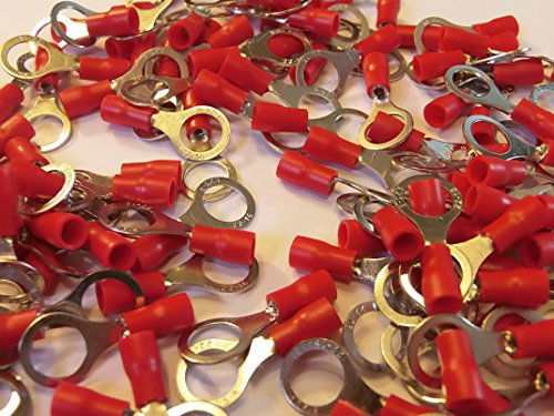 red 8.4mm ring terminal crimp connector (for 8mm bolt/screw) 25 50 100 pack (25)