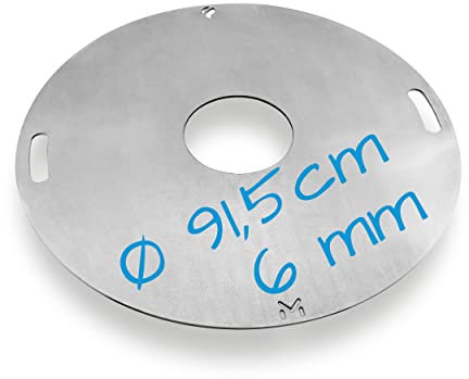 mocisa Universal BBQ Grillplatte 91,5 cm | Feuerplatte | Fassgrill | Kugelgrill | 91,5 cm Stahl blank Stärke 6mm | Made in Bavaria| Plancha | Feuerring | Grillring | BBQ Ring | BBQ-Disc