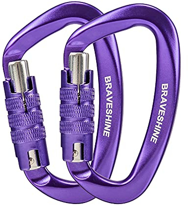 BRAVESHINE 12kN Twist Lock Karabinerhaken groß 80mm stabil | große Karabiner aus 7075 Flugzeugaluminium, belastbar bis 1200kg für Hundeleine, Schaukel, Hängematte, Sonnensegel, 2 Stück