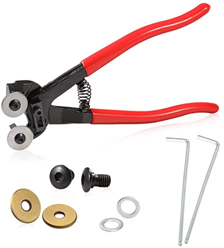 SPEEDWOX 8 Inches Glass Tile Nippers Mosaic Tools, Wheeled Mosaic Glass and Tile Nippers, Glass Mosaic Cutter Kit, Mosaic Tools Set with Replacement Wheel for Glass & Ceramic Cutting and Grinding