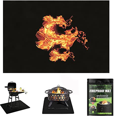 Tappetino Ignifugo,Tappetino per Braciere,Tappetino per Camino Resistente al Calore,Tappetino per Pozzo del Fuoco per Coperta,38 * 47Pollici Tappetino per Griglia per Barbecue,Prato, Giardino,Cortile