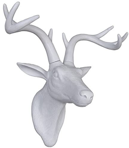 Hirsch Kopf Hirschgeweih Weiss Wandkopf Landhausstil Jagdtrophäe Wanddeko 40cm cw256 Palazzo Exklusiv