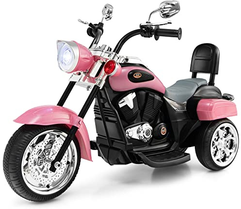 GOPLUS 6V Elektromotorrad für Kinder, Dreirad Kindermotorrad mit Vor-und Rückwärtsschalter, Elektrisches Motorrad, Mortorcycle, Elektrofahrzeug für Kinder ab 3 Jahre (Rosa)