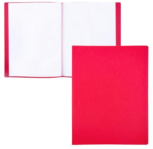 Raylu Paper Mappe mit Klarsichthüllen A4, 10 Transparente Hüllen aus 100% Recycelbarem Polypropylen, Dokumentenmappe für Schule & Büro (A4, Rot, 10 Hüllen)