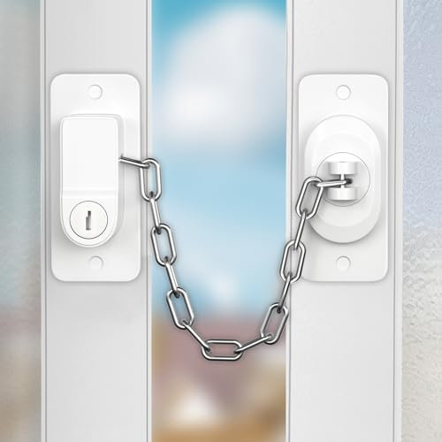 Window Locks, AOSITE 2 Packs Window Restrictors Safety for UPVC, Adjustable Window Locks Child Safety with Keys, Self Adhesive Window Safety Locks, No Drilling for Child Pets Security