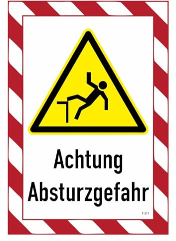 Daged Achtung Absturzgefahr Aufkleber 23x16 cm Hinweiszeichen Sticker T-317