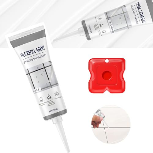 Juego de reparación de lechada de color blanco, para azulejos, lechada, lechada, reparación, mortero con espátula, resistente al agua, juego de reparación para azulejos (negro)