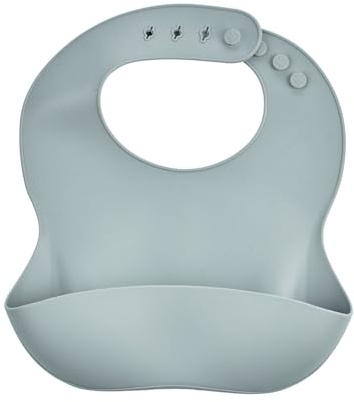 Thermobaby Bavoir en silicone avec récupérateur - Gris Charme