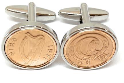 Manschettenknöpfe zum 53. Geburtstag / Jahrestag 1971, irische Halb-Pence-Münze Manschettenknöpfe von 1971 für 53. Geburtstag, Einheitsgröße, Silber, Kein Edelstein