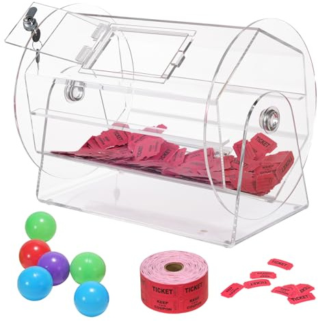 VEVOR Tambor de Lotería de Acrílico para Rifa Capacidad de 5000 Boletos o 200 Bolas Jaula de Juego de Bingo Transparente con 2 Llaves 410 x 320 mm para Votación, Evento, Fiesta, Sala de Estar