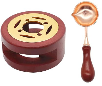 1 Stück Siegelwachsofen und 1 Stück Siegelwachslöffel, Siegelwachs-Set, Wachssiegel-Stempelset, Wachserhitzer, Wachssiegel-Erhitzer-Schmelzset (rot)