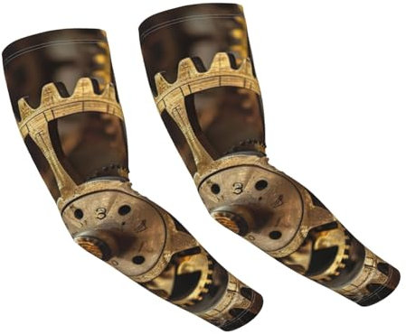 XULLZH Mangas protectoras para brazo con estampado de equipo de reloj, para hombres y mujeres, trabajo, golf, correr, fútbol, ciclismo, Negro, talla única