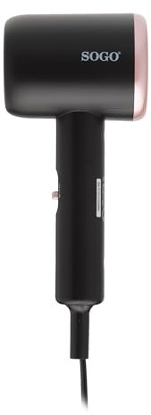 SOGO Asciugacapelli compatto da 1000 W leggero e portatile - Asciugacapelli da viaggio per capelli veloce e senza sforzo - Mini asciugacapelli professionale a 2 velocità per uso quotidiano - Cavo