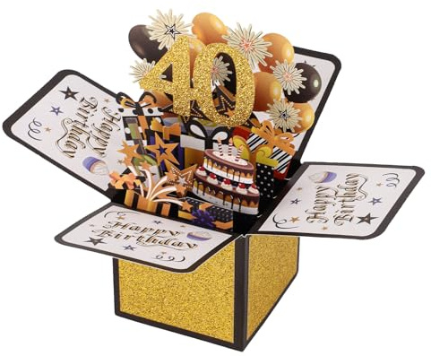 Pop-Up-Karte Alles Gute zum 40. Geburtstag, 3D-Karten Alles Gute zum Geburtstag Geburtstagskarte in Schachtel 3D-Grußkarte Geburtstagsgeschenkkarte für Ehefrau Ehemann Mann Frau