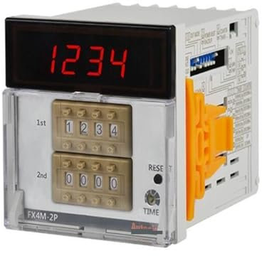 Compteur et minuterie FX4M-2P4, L72xH72mm, 4 Chiffres, LED, 2 préréglages, 2 Sorties Relais et 2 Sorties NPN, 100-240 VCA 50/60 Hz