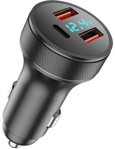 Adaptador de Cargador de Coche, Cargador rápido para teléfono de Coche,Adaptador de Cargador de Coche Seguro | Cargador de Coche con Pantalla LED Digital para vehículos, de automóvil
