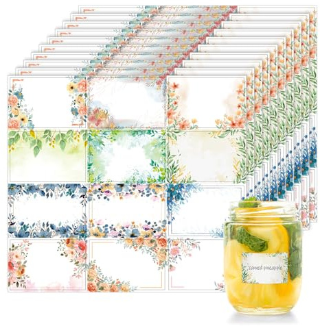 240PCS Jam Jar Labels,Jars Self Adhesive,Easy Peel Jam Jar Labels,Sticky Label with Flowers for Kitchen Bottles Crafts Label for Containers Jams