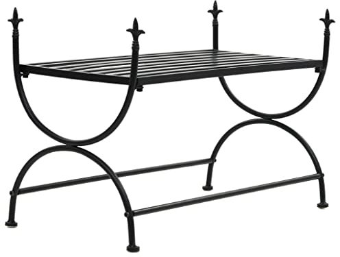 WKIEQACO Bänke, Küchen- und Essbänke, Sitzbank, Vintage-Stil, Metall, 83 x 42 x 55 cm, Schwarz
