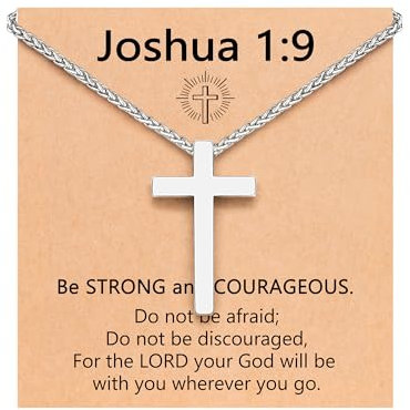 D Dongjiangjin Gift Cross Necklace Men Christening Easter Baptism Christian Confirmation Birthday Gifts For Boys Teenage Adults