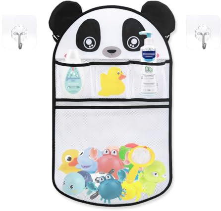 GIDWRIY Sacca Porta Giochi Doccia,Organizzatore per Giocattoli per Vasca,Bath Rete Giocattolo,Borsa del Giocattolo del Bagno,Sacca a Rete Portaoggetti da Appendere con 2 Ganci per Bambino-Panda