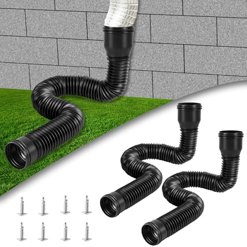 Flexibles Abflussrohr Dachrinne, Regenrinne Fallrohr Flexibel, Fallrohrverlängerungen Flexibel Rund für Fallrohr 80/100mm, Dachrinne Flexible Fallrohr Verlängerung von 47 Bis 150 cm (2 Stück)