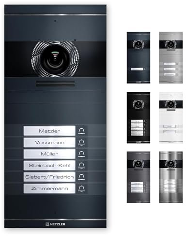 Metzler VDM10 - Videocitofono 2.0, configurabile individualmente con targhetta con nome intercambiabile, tipo di connessione (LAN PoE / 2 fili IP), opzionale, con stazione interna