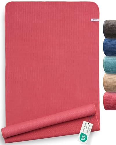 Fit-Flip Yoga Handtuch rutschfest mit Noppen - hygienische Auflage für Yogamatte - Yogatuch schnelltrocknend aus Mikrofaser für Sport Matte und Fitness - Pilates Handtücher (185 x 63 cm – Raspberry)