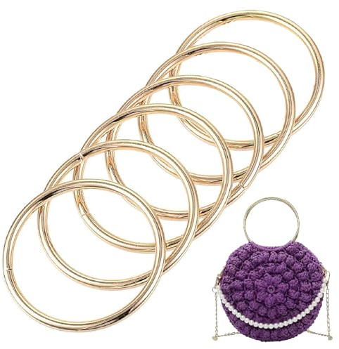 Esshogo 6 Manici Borsa Metallo Sostituzione delle, Chiusura Borsa Uncinetto, Manici per Borse, Accessori Borse Uncinetto, Manico Rotondo a Foro, Manici per Borse