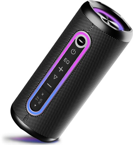 TIMU Enceinte Bluetooth Portable 5.4 sans Fil avec Bass Puissantes, Son Surround à 360 degrés, Autonomie 30 hrs,Appairage TWS, Haut Parleur Bluetooth étanche IP7,pour l'extérieur/La Fête/Voyage, Noir