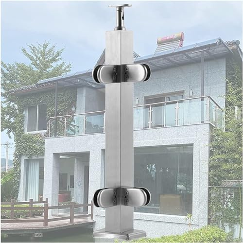 Ringhiera in alluminio Di ringhiere in vetro for piscina con balcone, colonne e corrimano in pannelli di vetro, aste di supporto for corrimano for scale Ringhiera per scala(Mid Post,105cm)