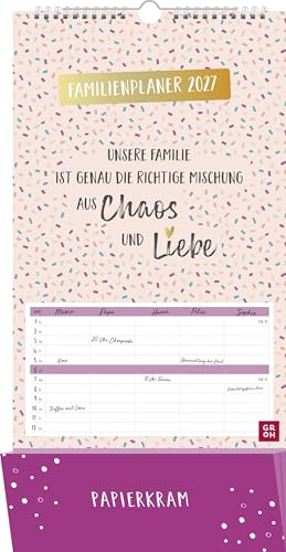 Familienplaner 2027: Unsere Familie ist genau die richtige Mischung aus Chaos und Liebe: Der perfekte Family Organizer | Wandkalender mit 5 Spalten und Zetteltasche