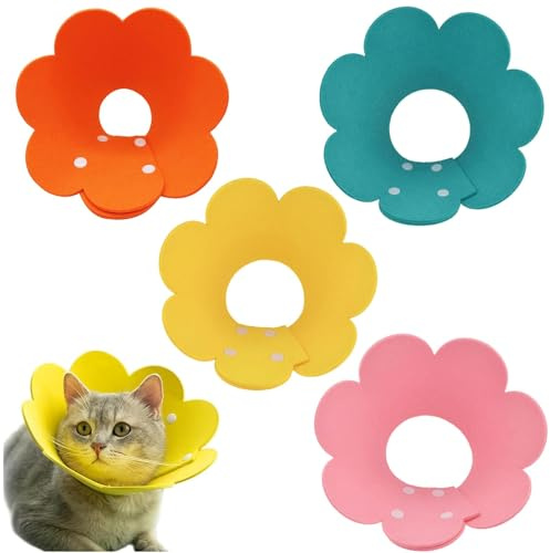 DIGNFENG 4 stycken kattskyddskrage mjukt halsband katthalsband anti-bett halsband, läckageskydd, mjukt halsband för katter, skyddande krage, medicinskt halsband efter OP, kattkrage S