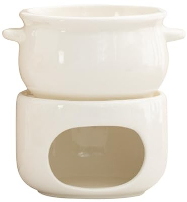 Juego de fondue - Tarro de calor | Juego de taza de fondue de chocolate | Calentador de cerámica para fuente de chocolate efecto en casa, juego de postre de cena romántica, incluye 2 tenedores