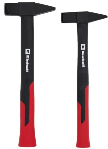 Einhell 2-tlg. Schlosserhammer-Set, 300 g / 500 g | Magnet-Nagelhalter | geschmiedeter Stahlkopf | vibrationsdämpfender Fiberglasstiel | rutschhemmender Griff