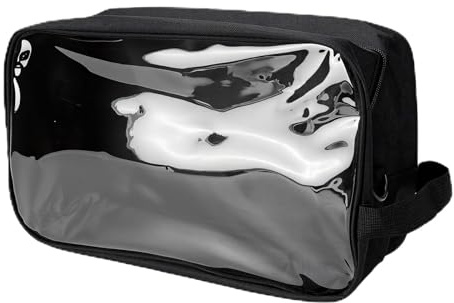 Fockety Fotbollssko Bärväska, Luktblockerande Vattentät Oxford Footbag med Ventilationshål Axelrem Top Handtag, Klar Front Panel Stor Skoväska för Sports Travel Gym
