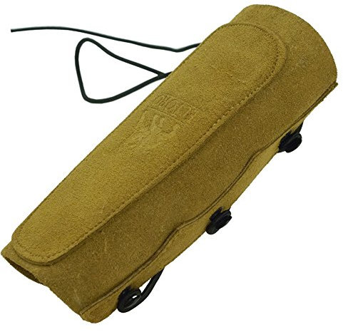 elToro King Armschutz Hellbraun - für Bogenschießen – traditioneller Unterarmschutz aus Leder mit Verstärkung und Verstellbarer Gummischnürung – ca. 17 x 16 cm