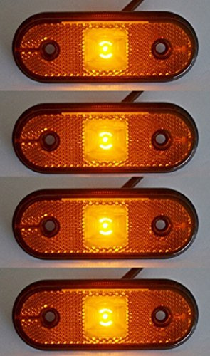 4 luces LED reflectantes de 12-24 V con contorno lateral frontal naranja ámbar con marcado E para camión, caravana, autocaravana, autobús, furgoneta