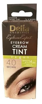 Delia Cosmetics - Augenbrauenfärbung - BRAUN - Henna Creme - Cremige Konsistenz - Lang anhaltende Wirkung bis zu 15 Tage - Kein Ammoniak - Augenbrauen, Henna, Färbeset, Set - 15ml